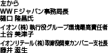 左から　ＷＷＦジャパン事務局長　樋口 隆昌氏 イオン（株）執行役グループ環境最高責任者　土谷 美津子　イオンリテール（株）取締役関東カンパニー支社長　藤井 滋生