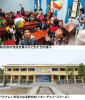 新校舎の完成を喜ぶ子どもたちの様子 ベトナム11校目となる新校舎（イオン チェリースクール）