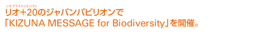 リオ＋20(リオプラストゥエンティ)のジャパンパビリオンで「KIZUNA MESSAGE for Biodiversity」を開催。