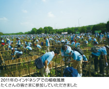 2011年のインドネシアでの植樹風景。たくさんの皆さまに参加していただきました。