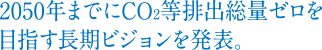 2050年までにCO2等排出総量ゼロを目指す長期ビジョンを発表。