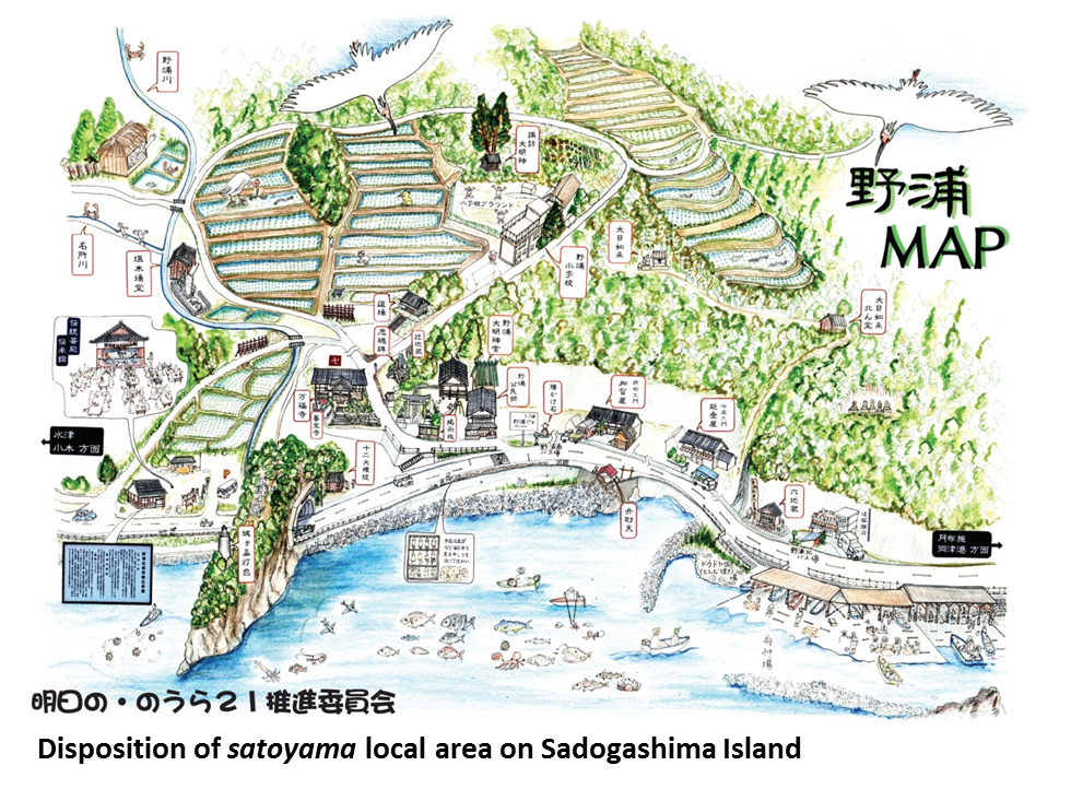 Disposition of satoyama local area on Sadogashima Island