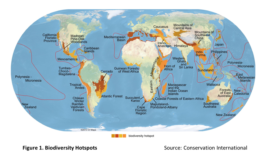 Figure 1. Biodiversity Hotspots Source: Conservation International